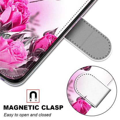 For Huawei P50 Coloured Drawing Cross Texture Horizontal Flip PU Leather Case with Holder & Card Slots & Wallet & Lanyard(Wild Rose) - Huawei Cases by buy2fix | Online Shopping UK | buy2fix