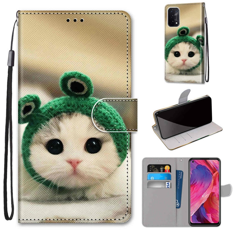 For OPPO A54 5G / A74 5G / A93 5G / A93s 5G Coloured Drawing Cross Texture Horizontal Flip PU Leather Case with Holder & Card Slots & Wallet & Lanyard(Frog Kitten) - OPPO Cases by buy2fix | Online Shopping UK | buy2fix