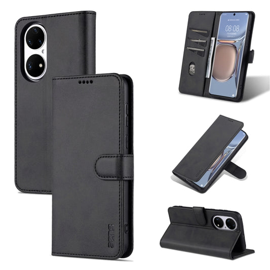 For Huawei P50 Pro AZNS Skin Feel Calf Texture Horizontal Flip Leather Case with Card Slots & Holder & Wallet(Black) - Huawei Cases by AZNS | Online Shopping UK | buy2fix