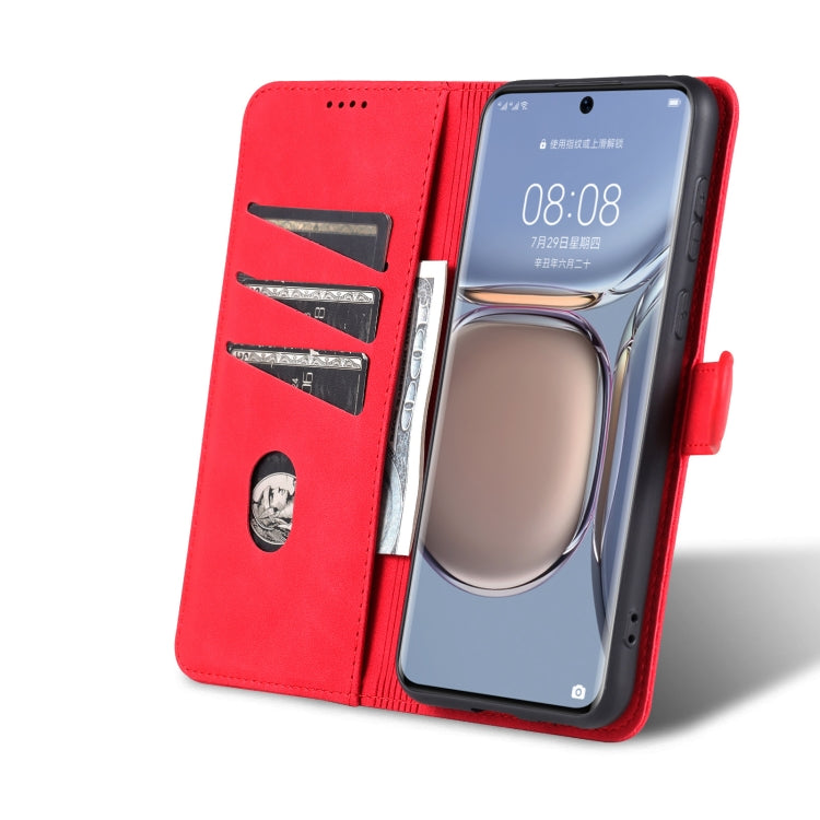 For Huawei P50 Pro AZNS Skin Feel Calf Texture Horizontal Flip Leather Case with Card Slots & Holder & Wallet(Red) - Huawei Cases by AZNS | Online Shopping UK | buy2fix