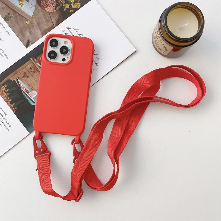 For iPhone 13 Pro Max Elastic Silicone Protective Case with Wide Neck Lanyard (Red) - iPhone 13 Pro Max Cases by buy2fix | Online Shopping UK | buy2fix