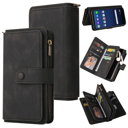 For LG G9 / Velvet Skin Feel PU + TPU Horizontal Flip Leather Case With Holder & 15 Cards Slot & Wallet & Zipper Pocket & Lanyard(Black) - LG by buy2fix | Online Shopping UK | buy2fix