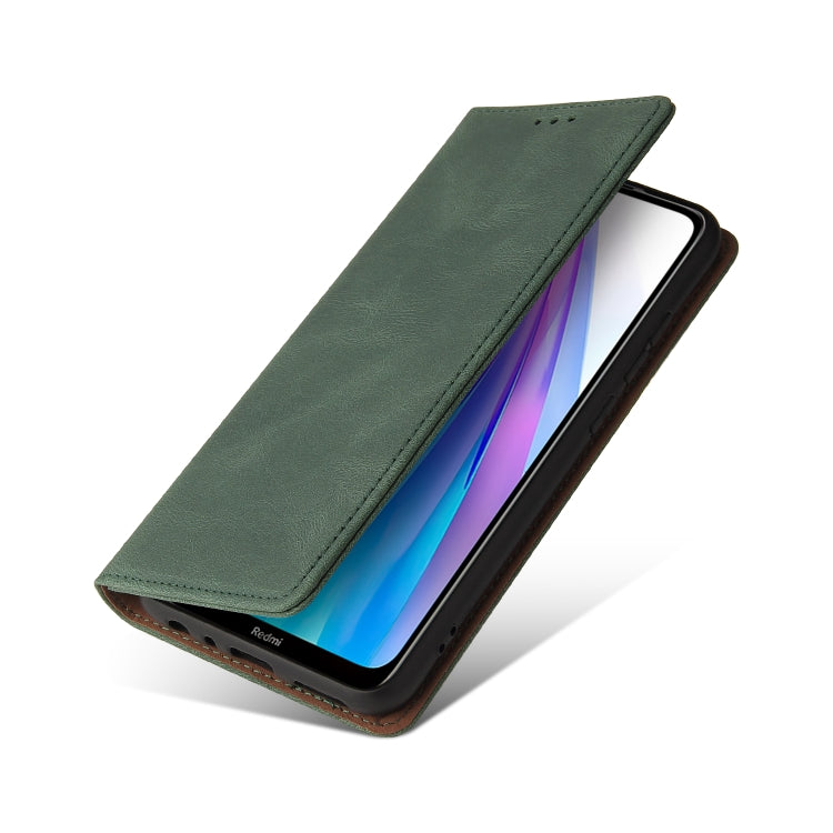 For Xiaomi Redmi Note 8T Simple Suction Closure Horizontal Flip Leather Case with Holder & Card Slot & Wallet(Green) - Xiaomi Cases by buy2fix | Online Shopping UK | buy2fix