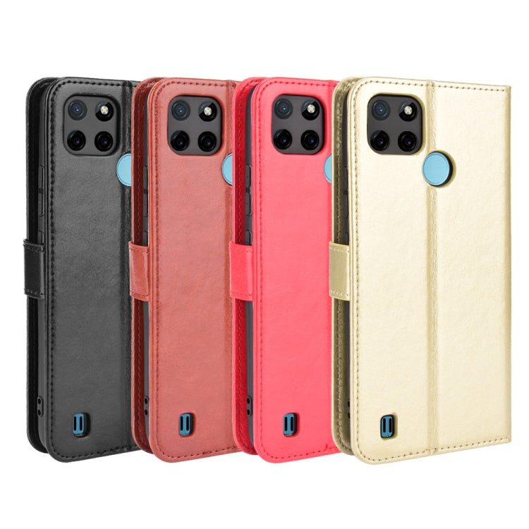 For OPPO Realme C21Y Crazy Horse Texture Horizontal Flip Leather Case with Holder & Card Slots & Lanyard(Red) - Realme Cases by buy2fix | Online Shopping UK | buy2fix