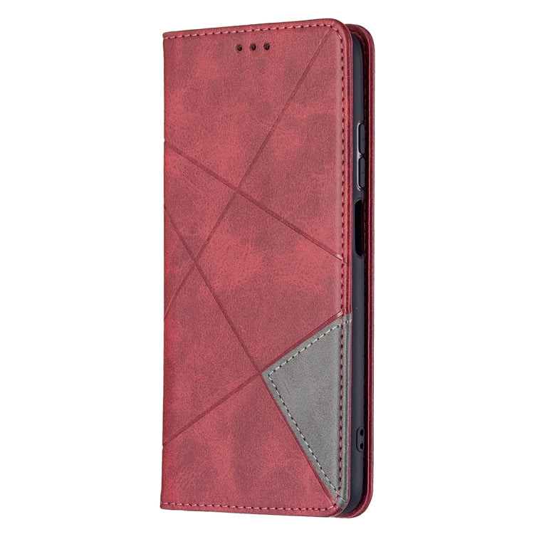 For Xiaomi Redmi 10 Rhombus Texture Horizontal Flip Magnetic Leather Case with Holder & Card Slots(Red) - Xiaomi Cases by buy2fix | Online Shopping UK | buy2fix