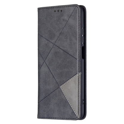 For Xiaomi Redmi 10 Rhombus Texture Horizontal Flip Magnetic Leather Case with Holder & Card Slots(Black) - Xiaomi Cases by buy2fix | Online Shopping UK | buy2fix