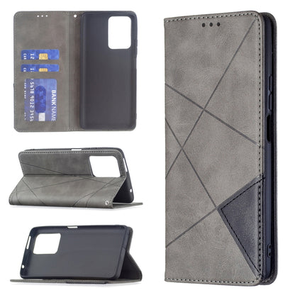 For Xiaomi Mi 11T Rhombus Texture Horizontal Flip Magnetic Leather Case with Holder & Card Slots(Grey) - Xiaomi Cases by buy2fix | Online Shopping UK | buy2fix