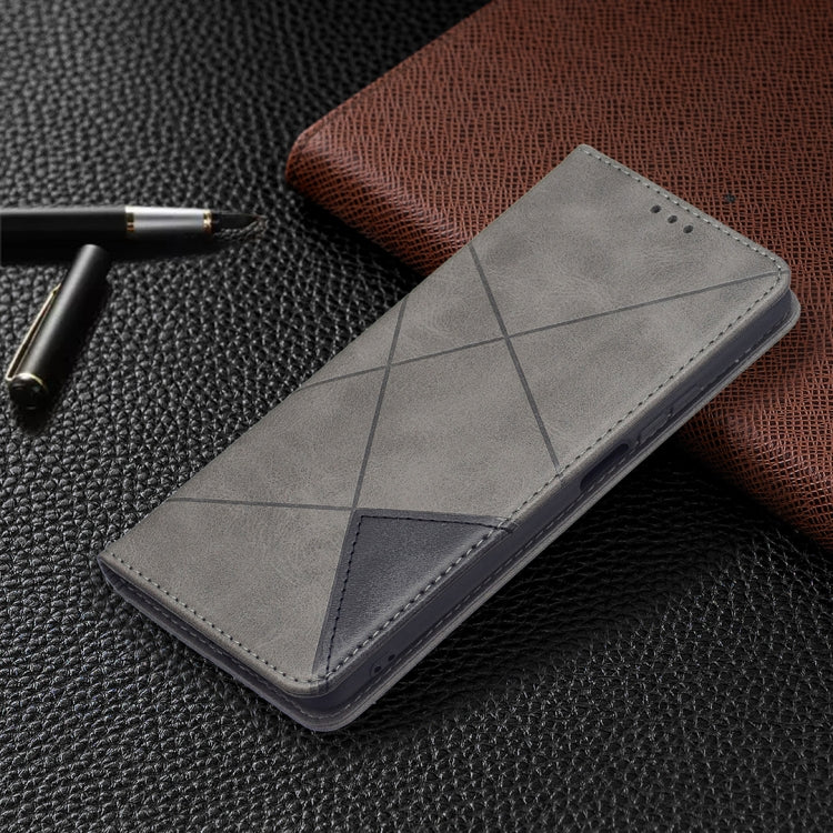 For Xiaomi Mi 11T Rhombus Texture Horizontal Flip Magnetic Leather Case with Holder & Card Slots(Grey) - Xiaomi Cases by buy2fix | Online Shopping UK | buy2fix