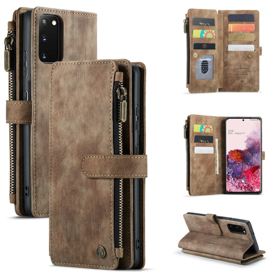 For Samsung Galaxy S20 5G CaseMe-C30 PU + TPU Multifunctional Horizontal Flip Leather Case with Holder & Card Slot & Wallet & Zipper Pocket(Brown) - Galaxy Phone Cases by CaseMe | Online Shopping UK | buy2fix