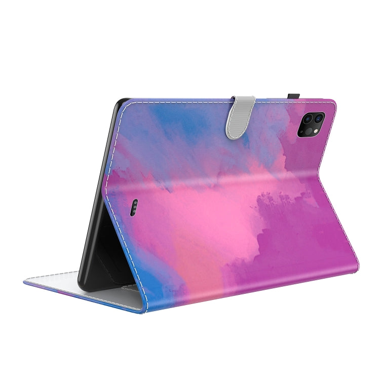 For iPad Pro 12.9 2022 / 2021 / 2020 Watercolor Pattern Skin Feel Magnetic Horizontal Flip PU Leather Tablet Case with Holder & Card Slots & Photo Frame & Sleep / Wake-up Function(Purple Red) - iPad Pro 12.9 (2022/2021) Cases by buy2fix | Online Shopping UK | buy2fix