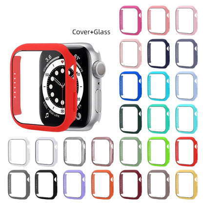 Shockproof PC Protective Case with Tempered Glass Film For Apple Watch Series 8 / 7 45mm(Red) - Watch Cases by buy2fix | Online Shopping UK | buy2fix