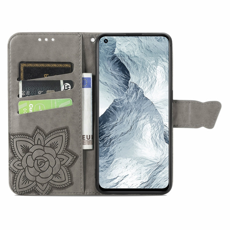 For OPPO Realme GT Master Butterfly Love Flower Embossed Horizontal Flip Leather Case with Holder & Card Slots & Wallet & Lanyard(Gray) - Realme Cases by buy2fix | Online Shopping UK | buy2fix