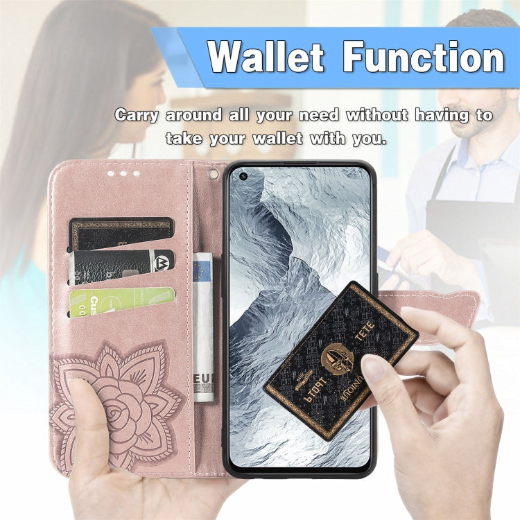 For OPPO Realme GT Master Butterfly Love Flower Embossed Horizontal Flip Leather Case with Holder & Card Slots & Wallet & Lanyard(Rose Gold) - Realme Cases by buy2fix | Online Shopping UK | buy2fix