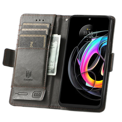 For Motorola Edge 20 Lite CaseNeo Business Splicing Dual Magnetic Buckle Horizontal Flip PU Leather Case with Holder & Card Slots & Wallet(Grey) - Motorola Cases by buy2fix | Online Shopping UK | buy2fix