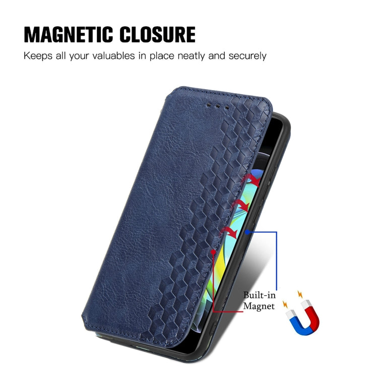 For Motorola Edge 20 Cubic Grid Pressed Horizontal Flip Magnetic PU Leather Case with Holder & Card Slots & Wallet(Blue) - Motorola Cases by buy2fix | Online Shopping UK | buy2fix