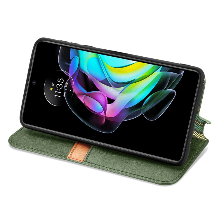 For Motorola Edge 20 Cubic Grid Pressed Horizontal Flip Magnetic PU Leather Case with Holder & Card Slots & Wallet(Green) - Motorola Cases by buy2fix | Online Shopping UK | buy2fix