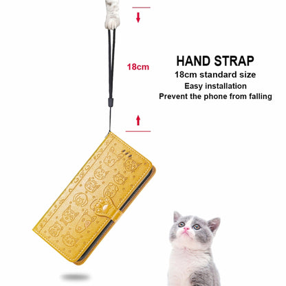 For Blackview A100 Lovely Cat and Dog Embossing Pattern Horizontal Flip Leather Case , with Holder & Card Slots & Wallet & Cartoon Clasp & Lanyard(Yellow) - More Brand by buy2fix | Online Shopping UK | buy2fix