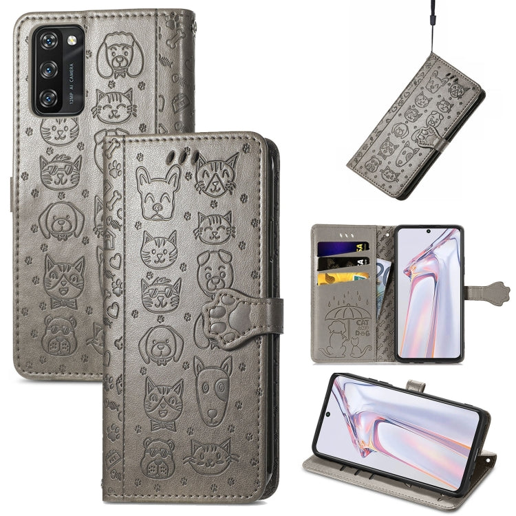 For Blackview A100 Lovely Cat and Dog Embossing Pattern Horizontal Flip Leather Case , with Holder & Card Slots & Wallet & Cartoon Clasp & Lanyard(Grey) - More Brand by buy2fix | Online Shopping UK | buy2fix