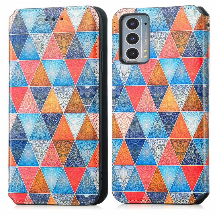 For Motorola Edge 20 Colorful Magnetic Horizontal Flip PU Leather Case with Holder & Card Slot & Wallet(Rhombus Mandala) - Motorola Cases by buy2fix | Online Shopping UK | buy2fix