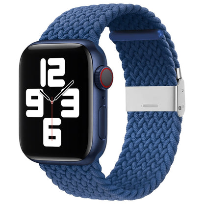 Nylon Braid One Buckle Watch Band For Apple Watch Series 9&8&7 41mm / SE 3&SE 2&6&SE&5&4 40mm / 3&2&1 38mm(Cold Blue) - Watch Bands by buy2fix | Online Shopping UK | buy2fix