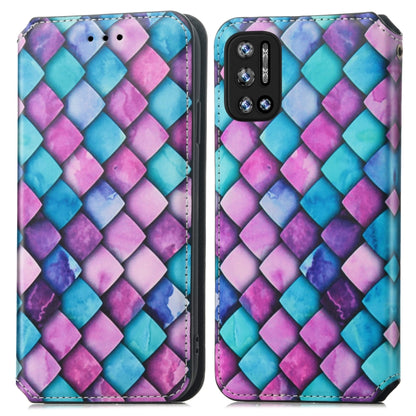 For Doogee N40 Pro CaseNeo Colorful Magnetic Leather Case with Holder & Card Slot & Wallet(Purple Scales) - More Brand by buy2fix | Online Shopping UK | buy2fix