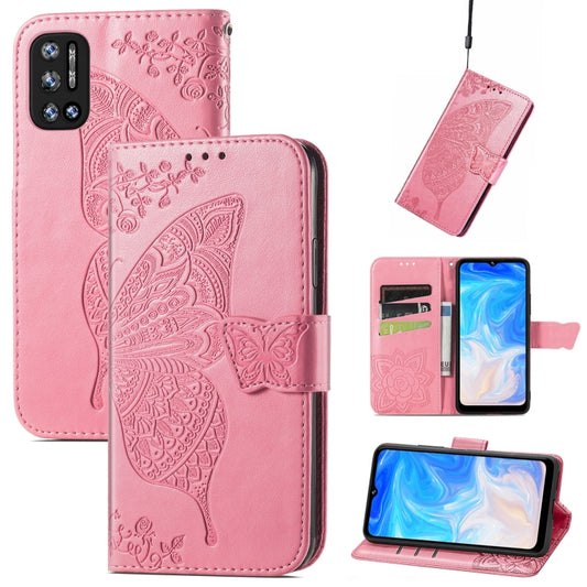 For DOOGEE N40 Pro Butterfly Love Flowers Embossed Horizontal Flip Leather Case with Holder & Card Slots & Wallet & Lanyard(Pink) - More Brand by buy2fix | Online Shopping UK | buy2fix