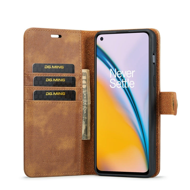 For OnePlus Nord N200 5G DG.MING Crazy Horse Texture Flip Detachable Magnetic Leather Case with Holder & Card Slots & Wallet(Brown) - OnePlus Cases by DG.MING | Online Shopping UK | buy2fix