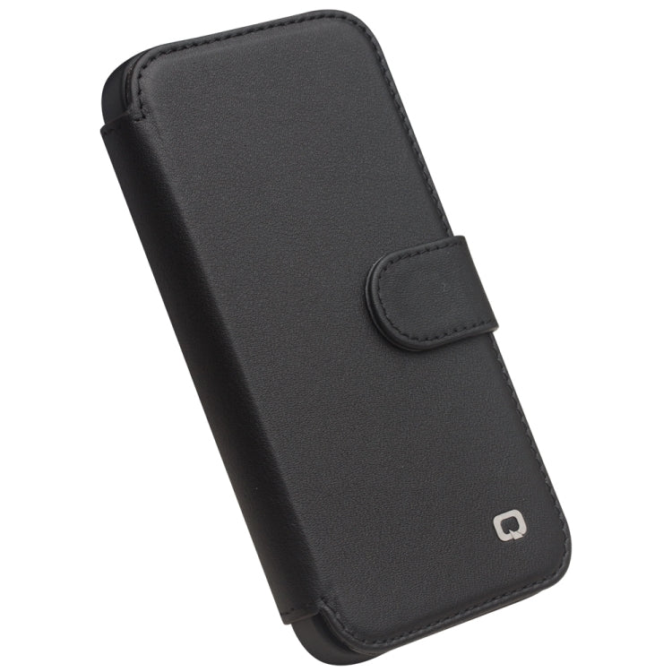 For iPhone 13 mini QIALINO Magnetic Buckle Phone Leather Case with Card Slot (Black) - iPhone 13 mini Cases by QIALINO | Online Shopping UK | buy2fix