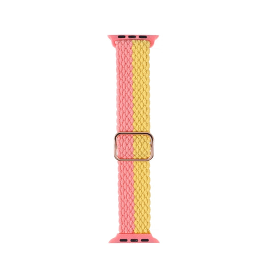 Adjustable Striped Woven Nylon Strap Watch Band For Apple Watch Ultra 49mm&Watch Ultra 2 49mm / Series 9&8&7 45mm / SE 3&SE 2&6&SE&5&4 44mm / 3&2&1 42mm(Pink Yellow) - Watch Bands by buy2fix | Online Shopping UK | buy2fix