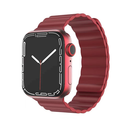 Mutural Liquid Silicone Magnetic Strap Watch Band For Apple Watch Series 9&8&7 41mm / SE 3&SE 2&6&SE&5&4 40mm / 3&2&1 38mm(Red) - Watch Bands by Mutural | Online Shopping UK | buy2fix