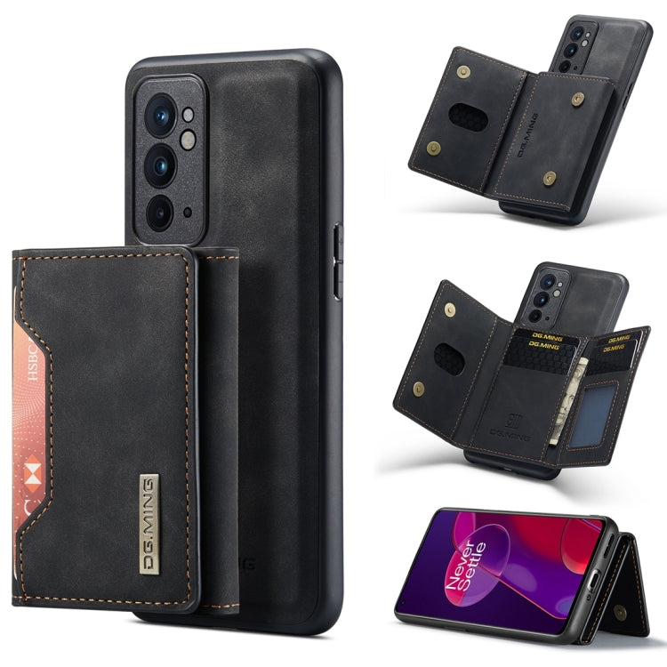 For OnePlus 9RT 5G DG.MING M2 Series 3-Fold Multi Card Bag Back Cover Leather Phone Case(Black) - OnePlus Cases by DG.MING | Online Shopping UK | buy2fix