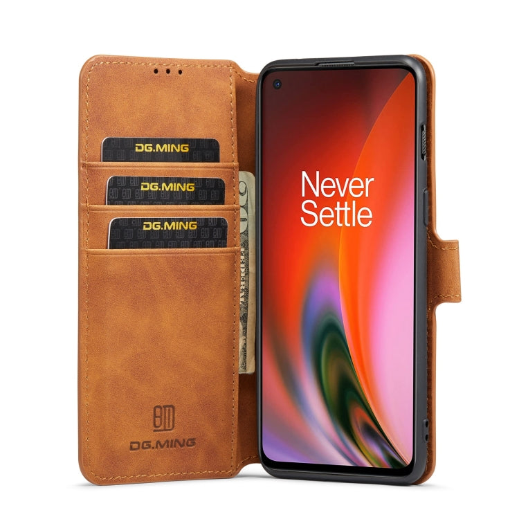 For OnePlus Nord 2 DG.MING Retro Oil Side Horizontal Flip Leather Case with Holder & Card Slots & Wallet(Brown) - OnePlus Cases by DG.MING | Online Shopping UK | buy2fix