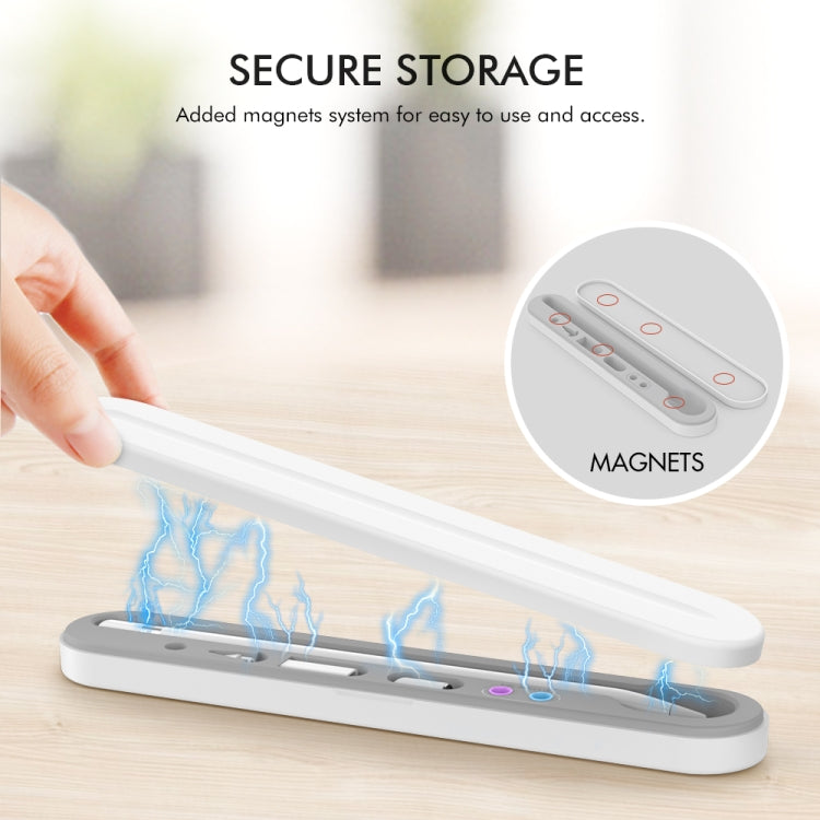 Stoyobe PC + Silicone Stylus Pen Magnetic Absorption Storage Box For Apple Pencil 1 / 2(White) - Pencil Accessories by buy2fix | Online Shopping UK | buy2fix