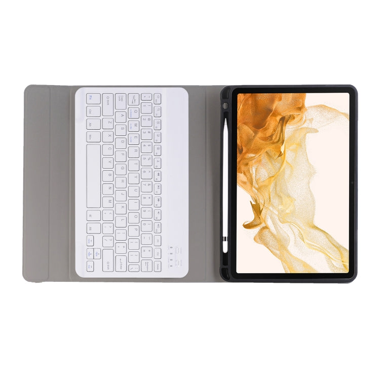A870B Bluetooth Keyboard Leather Case with Holder & TPU Pen Slot For Samsung Galaxy Tab S8 11 inch SM-X700 / SM-X706(Gold) - Samsung Keyboard by buy2fix | Online Shopping UK | buy2fix