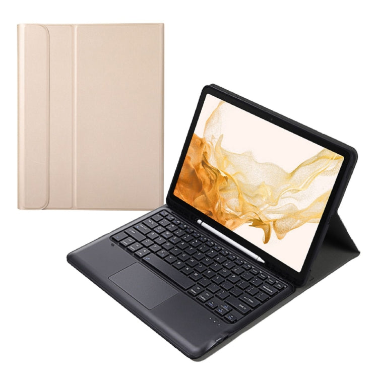 A800B-A Split Bluetooth Keyboard Leather Case with Holder & Pen Slot & Touchpad For Samsung Galaxy Tab S8+ X800(Gold) - Samsung Keyboard by buy2fix | Online Shopping UK | buy2fix