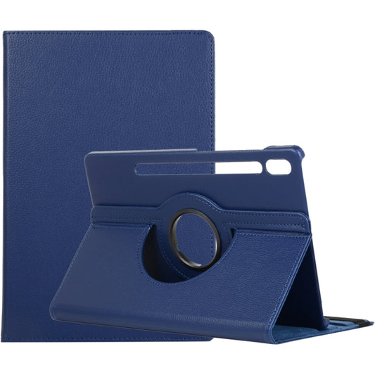 For Samsung Galaxy Tab S8 Ultra 360 Degrees Rotation Holder Litchi Leather Tablet Case(Blue) - Other Galaxy Tab PC by buy2fix | Online Shopping UK | buy2fix