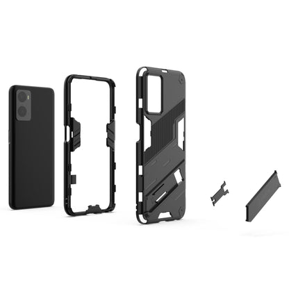 For OPPO A36 4G (China) / Realme 9i Punk Armor PC + TPU Phone Case with Holder(Black) - Realme Cases by buy2fix | Online Shopping UK | buy2fix