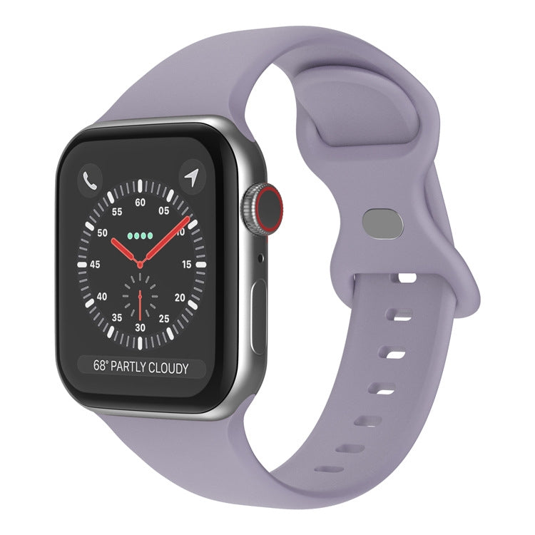 Butterfly Buckle Silicone Watch Band, Size: L For Apple Watch Ultra 49mm&Watch Ultra 2 49mm / Series 9&8&7 45mm / SE 3&SE 2&6&SE&5&4 44mm / 3&2&1 42mm(Lavender Grey) - Watch Bands by buy2fix | Online Shopping UK | buy2fix