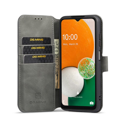 For Samsung Galaxy A13 4G DG.MING Retro Oil Edge Flip Leather Phone Case(Grey) - Galaxy Phone Cases by DG.MING | Online Shopping UK | buy2fix