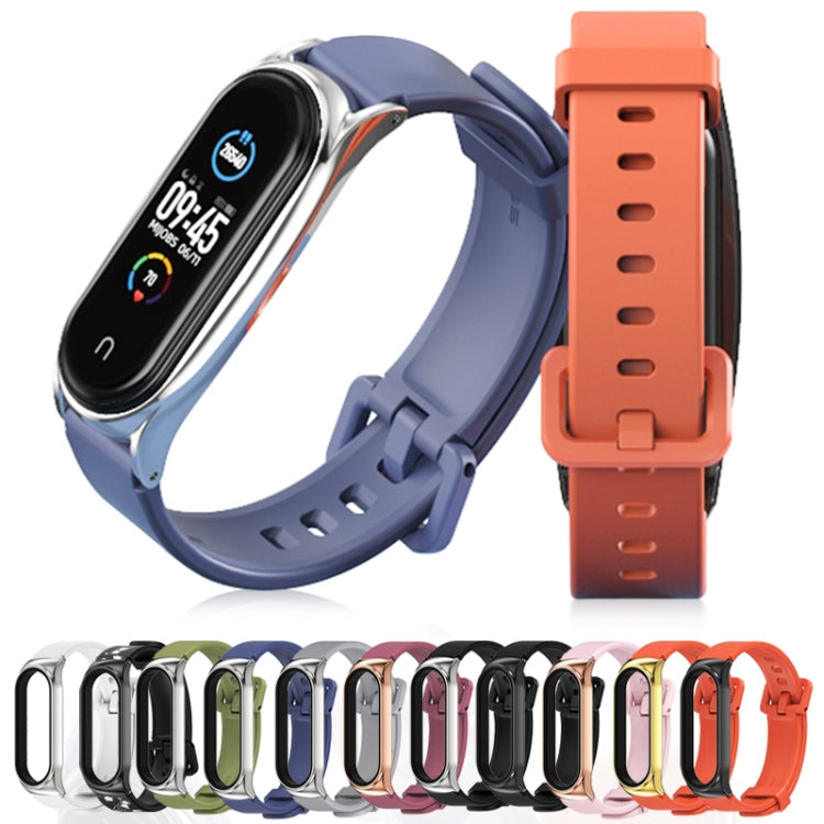 For Xiaomi Mi Band 3/4/5/6 Mijobs CS Silicone Waterproof Watch Band(Pink+Rose Gold) - Watch Bands by MIJOBS | Online Shopping UK | buy2fix