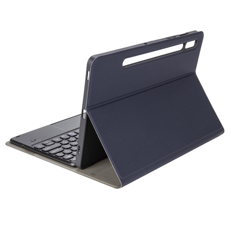 YA610B-A  Lambskin Texture Voltage Round Keycap Bluetooth Keyboard Leather Case with Touchpad For Samsung Galaxy Tab S6 Lite 10.4 inch SM-P610 / SM-P615(Blue) - Samsung Keyboard by buy2fix | Online Shopping UK | buy2fix