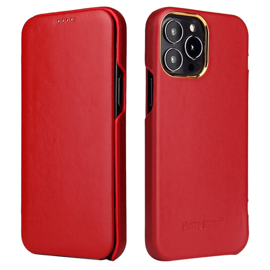 For iPhone 13 Pro Fierre Shann Magnetic Genuine Leather Phone Case (Red) - iPhone 13 Pro Cases by FIERRE SHANN | Online Shopping UK | buy2fix