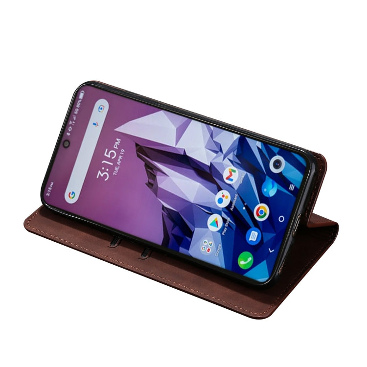 For Blackview A55 Skin Feel Magnetic Horizontal Flip Leather Phone Case(Dark Brown) - More Brand by buy2fix | Online Shopping UK | buy2fix