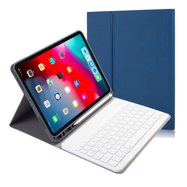 RK11 Cloth Texture Detachable Magnetic Bluetooth Keyboard Horizontal Flip Leather Tablet Case for iPad Pro 11 2020 / 2018 with Holder & Pen Slot(Blue) - For iPad Pro by buy2fix | Online Shopping UK | buy2fix