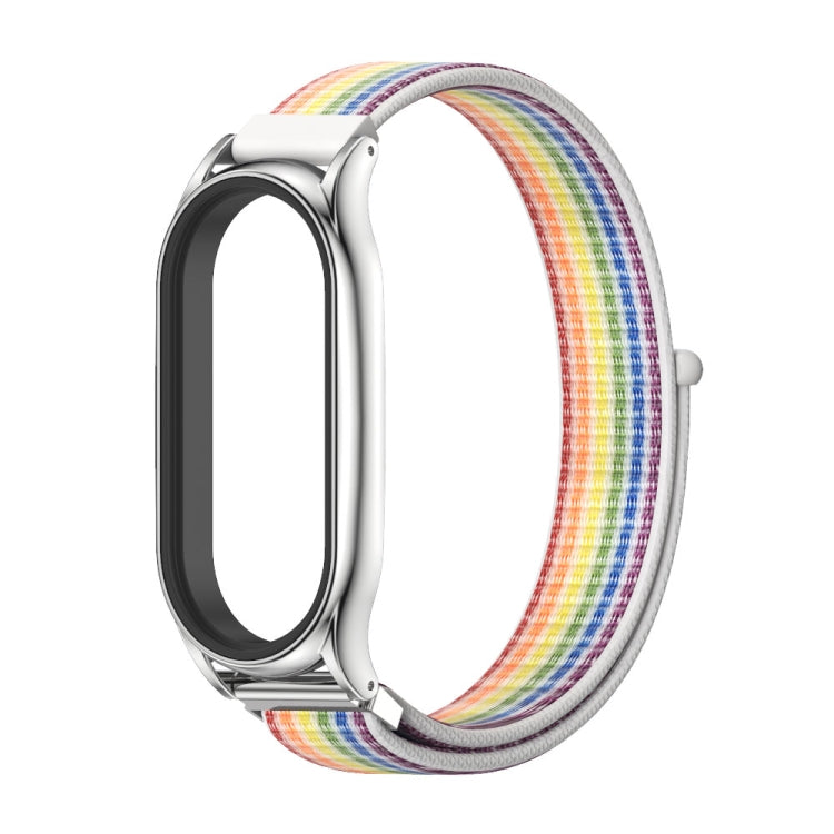 For Xiaomi Mi Band 7 / 7 NFC MIJOBS Plus Stainless Steel Case Nylon Watch Band(Colorful Silver) - Watch Bands by MIJOBS | Online Shopping UK | buy2fix