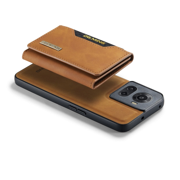 For OnePlus Ace/10R DG.MING M2 Series 3-Fold Multi Card Bag Phone Case(Brown) - OnePlus Cases by DG.MING | Online Shopping UK | buy2fix