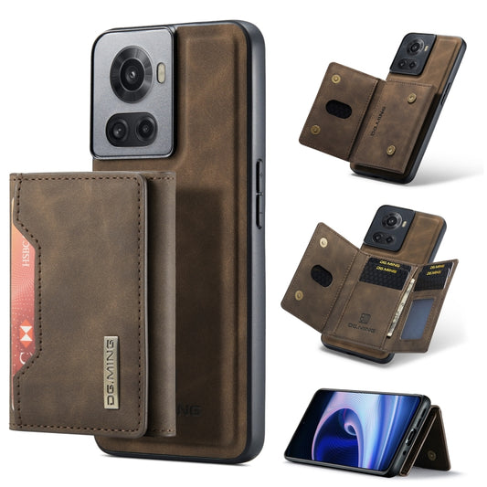 For OnePlus Ace/10R DG.MING M2 Series 3-Fold Multi Card Bag Phone Case(Coffee) - OnePlus Cases by DG.MING | Online Shopping UK | buy2fix