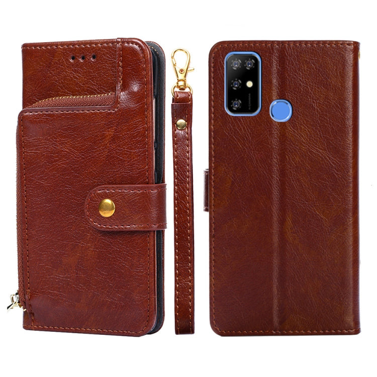 For DOOGEE X96 Pro Zipper Bag Leather Phone Case(Brown) - More Brand by buy2fix | Online Shopping UK | buy2fix