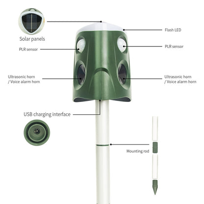 SJZ026 360 Degree Ultrasonic Solar Energy Outdoor Animal Repellent - Outdoor Insect Repellent by buy2fix | Online Shopping UK | buy2fix