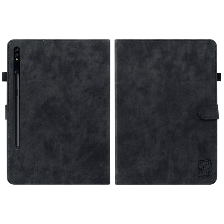 For Samsung Galaxy Tab S9+ Tiger Pattern Flip Leather Tablet Case(Black) - Galaxy Tab S9+ Cases by buy2fix | Online Shopping UK | buy2fix